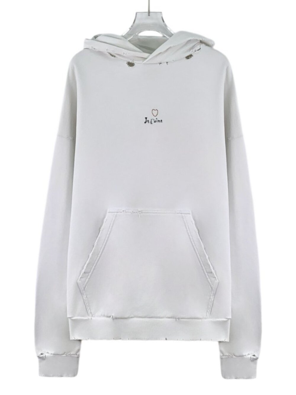 X30497 Balenciaga 23 models white ripped cotton hooded sweatshirt XS size 99 new